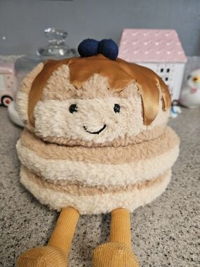 Jellycat Beige Pancake Stack Plush with Blue Berry